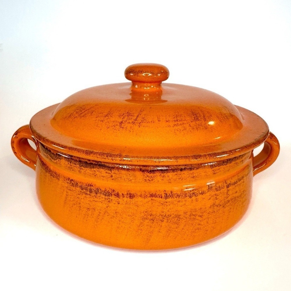 De Silva Terracotta 8" Casserole Dish w/ Lid Made In Italy Orange Earthenware